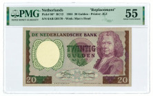 Nederland. 20 gulden. Replacement. Type 1955. - PMG 55 Nagenoeg UNC.