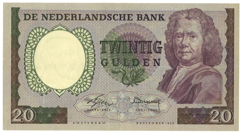 Nederland. 20 Gulden. Bankbiljet. Type 1955. - Zeer Fraai. Zeer Fraai.