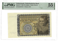 Nederland. 25 Gulden. Bankbiljet. Type 1940. - PMG 55 EPQ (AV / Pick / Plomp. Pick# 57). - Nagenoeg UNC.