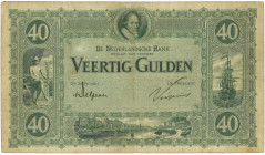 Nederland 40 Gulden Bankbiljet Type 1923 - Zeer Fraai. Speldegaatjes - Zeer Fraai.