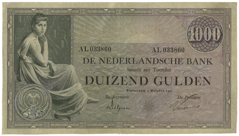 Nederland. 1000 Gulden. Bankbiljet. Type 1926. Type Grietje Seel. - Zeer Fraai. ...