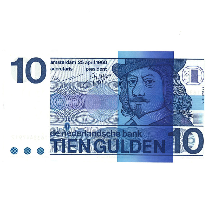 Nederland. 10 Gulden. Misdruk. Type 1968. - UNC. Inktvlek Voorzijde - UNC.