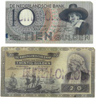 Nederland. lot 2 Banknotes. Bankbiljet. Type 1940/1943. - Fraai. Stempel buiten omloop - Fraai.