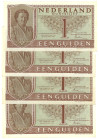 Nederland. lot 4 biljetten. Bankbiljet. Type 1949. - UNC. UNC.