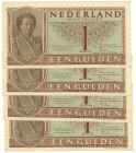 Nederland. Lot 4 biljetten. Bankbilijet. Type 1949. - UNC. UNC.