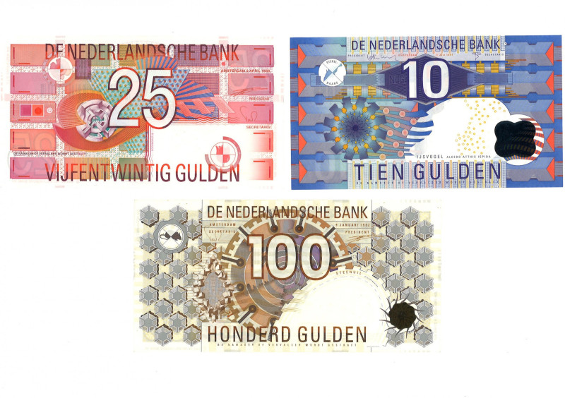 Nederland. lot 3 bankibiljetten. Bankbiljet. Type 1989/1997. - Nagenoeg UNC. Nag...