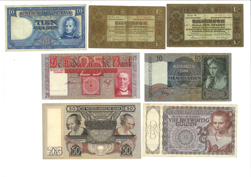 Nederland. lot 7 Bankbiljetten. Bankbiljet. Type ND. - Zeer Fraai / Prachtig. Ze...