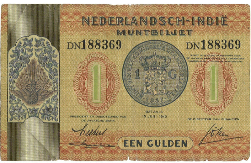 Netherlands-Indies. 1 Gulden. Banknote. Type 1940. - Fine. Fine.