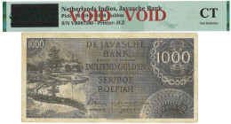 Netherlands-Indies. 1000 Duizend Gulden. Bankbiljet. Type 1946. - PMG - CT - Not genuine (AV / Pick / Plomp. PMG - CT - Not genuine) - Very fine.