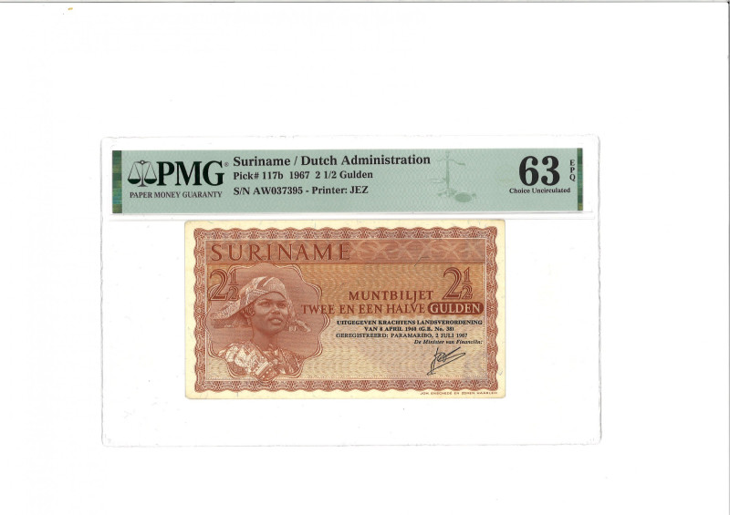 Suriname. 2,5 Gulden. Banknote. Type 1967. Type Suriname. - PMG 63EPQ (AV / Pick...