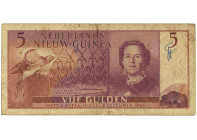 Nederlands Nieuw-Guinea. 5 Gulden. Bankbiljet. Type 1954. - Fraai. Fraai.