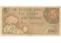 Indonesia. 5 Rupiah. Banknote. Type 1946. - Very fine. Very fine.