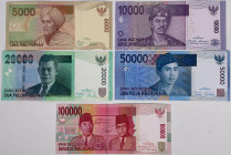 Indonesia. Lot 5 Banknotes. Banknote. Type 2009/2010. - UNC. UNC.