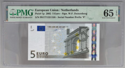 Nederland. 5 Euro. Bankbiljet. Type 2002 - PMG 65EPQ (AV / Pick / Plomp. Pick# 1p) - UNC.