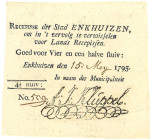 Nederland. 4,5 Stuivers. Recepisse. Type 1795. Type Enkhuizen. - Zeer Fraai. Zeer Fraai.