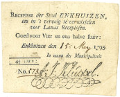 Nederland. 4,5 Stuivers. Recepisse. Type 1795. Type Enkhuizen. - Fraai / Zeer Fraai. Fraai / Zeer Fraai.