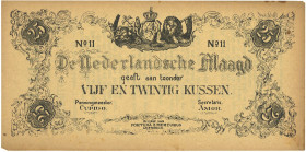 Nederland. 25 Kussen Geel. Reclamegeld. Type ND. Type De Nederlandse maagd. - Zeer Fraai. Zeer Fraai.