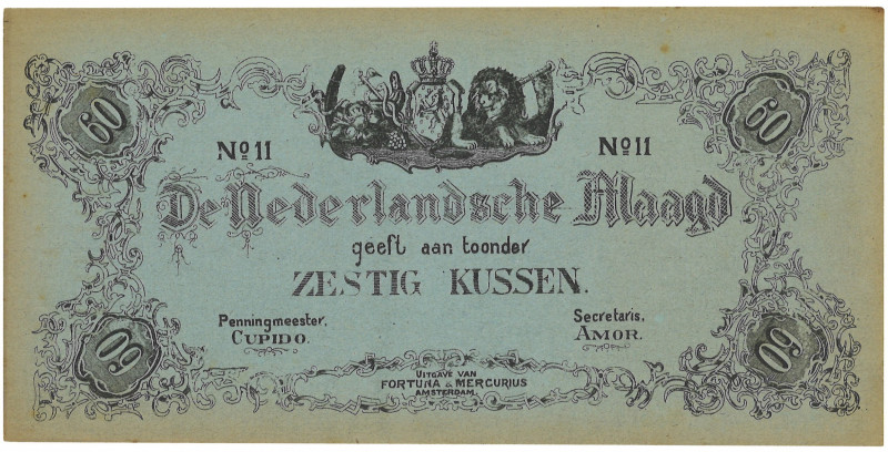 Nederland. 60 Kussen Blauw. Reclamegeld. Type ND. Type De Nederlandse Maagd. - Z...