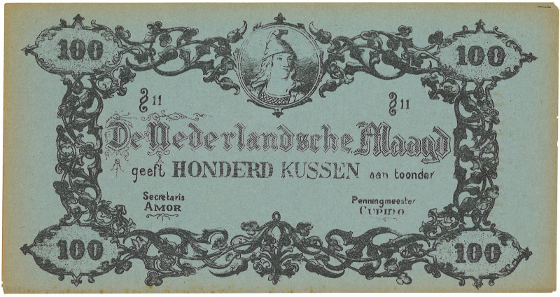 Nederland. 100 Kussen Blauw. Reclamegeld. Type ND. Type De Nederlandse Maagd. - ...