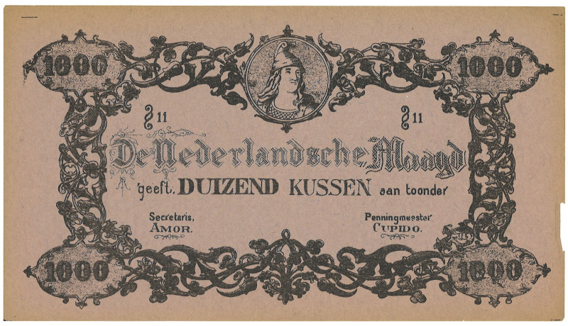 Nederland. 1000 Kussen Grijs. Reclamegeld. Type ND. Type De Nederlandse Maagd. -...
