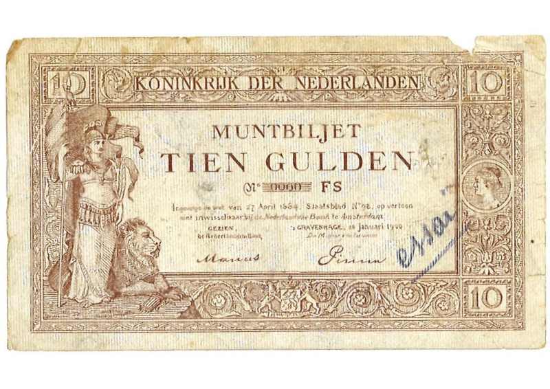 Nederland. 10 Gulden. Reclamegels. Type ND. - Fraai. Fraai.