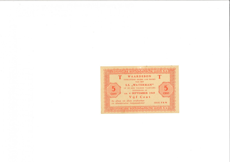 Nederland. 5 cent. Scheepsgeld. Type 1949. Type S.S. Waterman. - Prachtig. Prach...