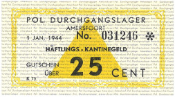 Nederland. 25 cent. Kampgeld. Type 1944. Type Amersfoort met ster. - UNC. UNC.
