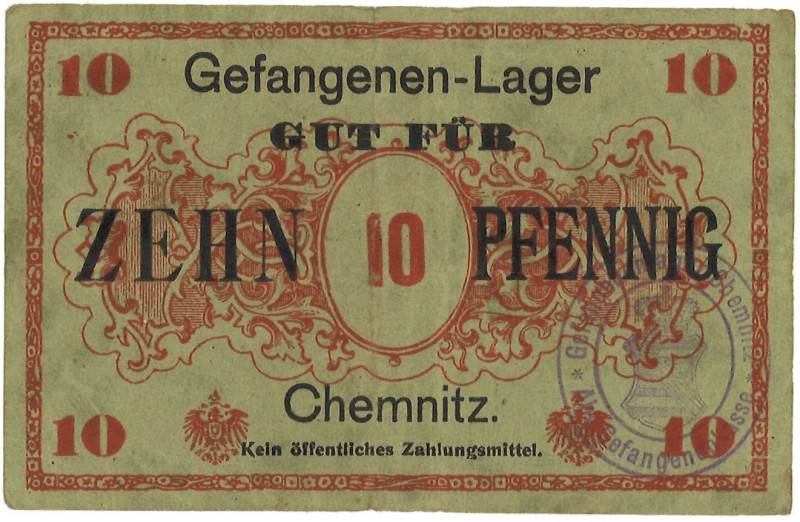 Germany. 10 Pfenning. Kampgeld. Type ND. Type Chemnitz. - Very fine. Very fine.