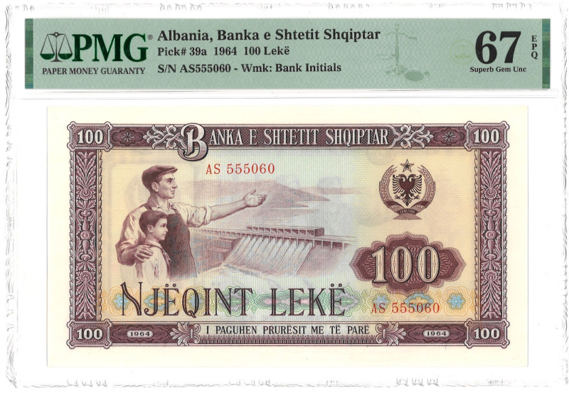 Albania. 100 Lekë. Banknote. Type 1964. - PMG 67EPQ (AV / Pick / Plomp. Pick# 37...