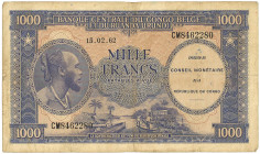 Belgian Congo and Ruanda-Urundi. 1000 Francs. Banknote. Type ND. - Very fine. Very fine.