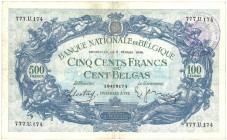 Belgium. 500 Franc. Banknote. Type 1939. - Very fine. Very fine.
