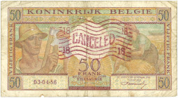 Belgium. 50 Frank. Banknote. Type 1956. - Fine. PInholes - Fine.