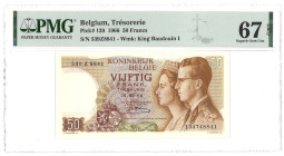 Belgium. 50 Francs. Banknote. Type 1966. - PMG 67EPQ (AV / Pick / Plomp. Pick# 139). - UNC.