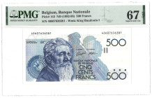 Belgium. 500 Francs. Banknote. Type ND. - PMG 67EPQ (AV / Pick / Plomp. Pick# 143). - UNC.