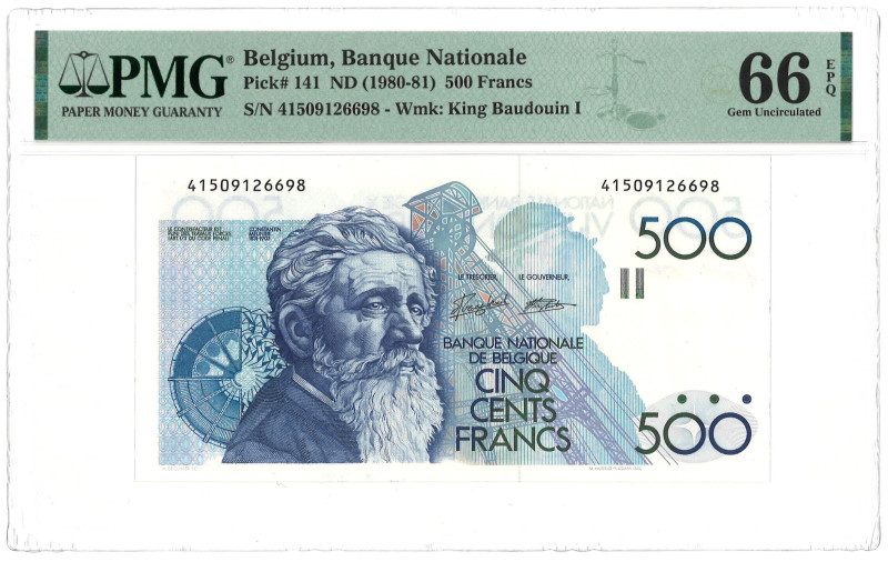 Belgium. 500 Francs. Banknote. Type ND. - PMG 66EPQ (AV / Pick / Plomp. Pick# 14...