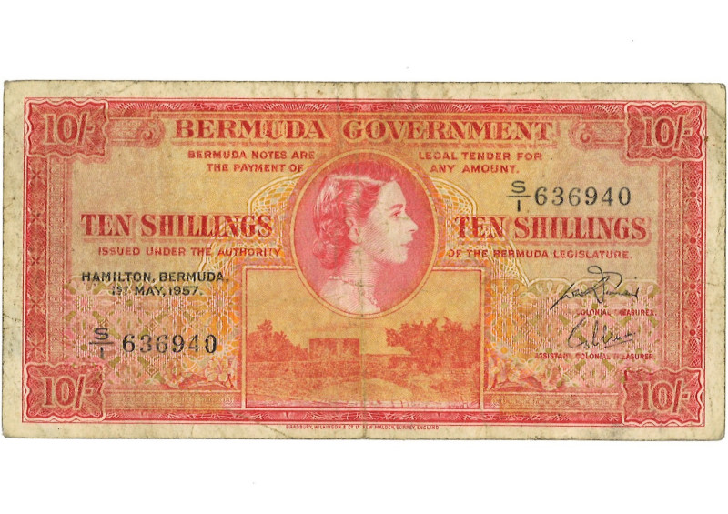 Bermuda. 10 schillings. Bankbote. Type 1957. - Very fine. Very fine.