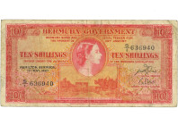 Bermuda. 10 schillings. Bankbote. Type 1957. - Very fine. Very fine.