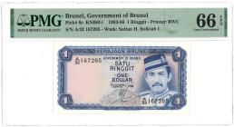 Brunei. 1 Ringgit. Banknote. Type 1983/1986. - PMG 66EPQ (AV / Pick / Plomp. Pick# 6c). - UNC.