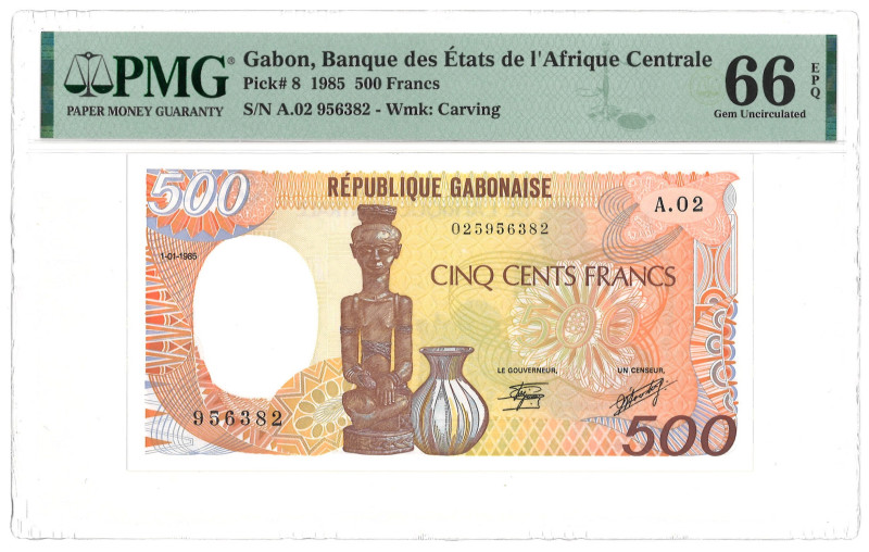 Cabon. 500 Francs. Banknote. Type 1985. - PMG 66EPQ (AV / Pick / Plomp. Pick# 8)...