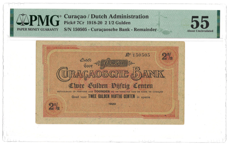 Curaçao. 2,5 Gulden. Banknote. Type 1920. - PMG 55 (AV / Pick / Plomp. Pick# 7Cr...