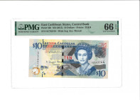East Caribbean States. 10 Dollars. Banknote. Type 2015. - PMG 66EPQ (AV / Pick / Plomp. Pick# 52b) - UNC.