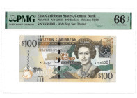 East Caribbean States. 100 Dollars. Banknote. Type 2015 - PMG 66EPQ (AV / Pick / Plomp. Pick# 55b) - UNC.