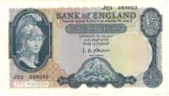 England. 5 Pounds. Banknote. Type ND. - Extremely fine. Extremely fine.