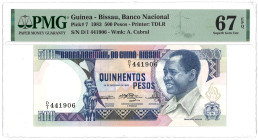 Guinea - Bissau. 500 Pesos. Banknote. Type 1983. - PMG 67EPQ (AV / Pick / Plomp. Pick# 7) - UNC.