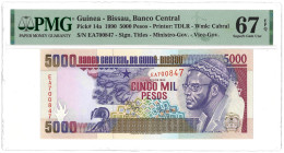 Guinea-Bissau. 5000 Pesos. Banknote. Type 1990. - PMG 67EPQ (AV / Pick / Plomp. Pick# 14a) - UNC.