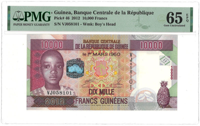 Guinea. 10.000 Francs. Banknote. Type 2012. - PMG 65EPQ (AV / Pick / Plomp. Pick...