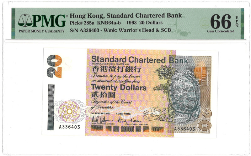 Hong Kong. 20 Dollar. Banknote. Type 1993. - PMG 66EPQ (AV / Pick / Plomp. Pick#...