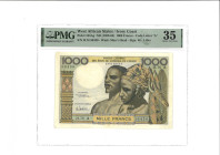 Ivory Coast. 1000 Francs. Banknote. Type ND. - PMG 35 (AV / Pick / Plomp. Pick# 103Ag). - Very fine -.