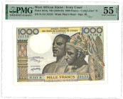 Ivory Coast. 1000 Francs. Banknote. Type ND. - PMG 55EPQ (AV / Pick / Plomp. Pick# 103Aj) - UNC.