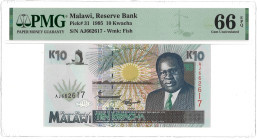 Malawi. 10 Kwacha. Banknote. Type 1995. - PMG 66EPQ (AV / Pick / Plomp. Pick# 31) - UNC.